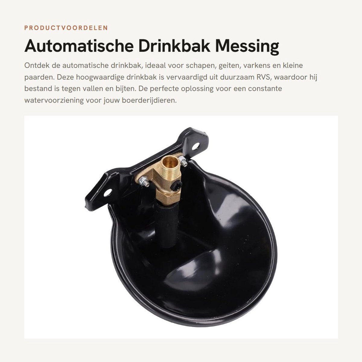 Dailygoods- Drinkbak Automatisch - Drinkbak Boerderij - Waterbak Schapen - Vlotterventiel Messing - Roestvrij Staal - Veilig in Gebruik