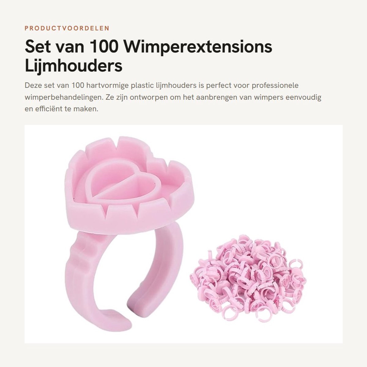 Dailygoods- Wimperextensions Set 100 Stuks - Hartvormige Plastic Lijmhouders - Volumewimpers - Waterbeker Ringen - Professionele Wimperbehandeling - Inclusief Gebruiksaanwijzing - Valse Wimpers