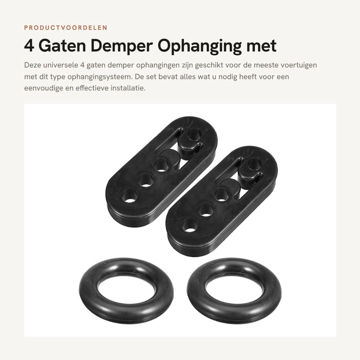 Dailygoods- Demper Ophanging Universeel - 4 Gaten - 60mm O-Ring - Set van 4 - Verstelbare Isolator - Hoogwaardig Rubber - Uitlaatrubber