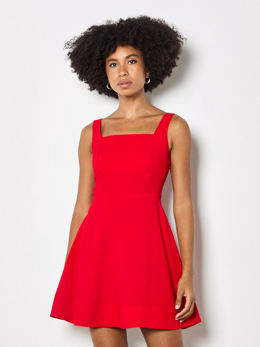 Fit-and-flare mini-jurk van crêpe