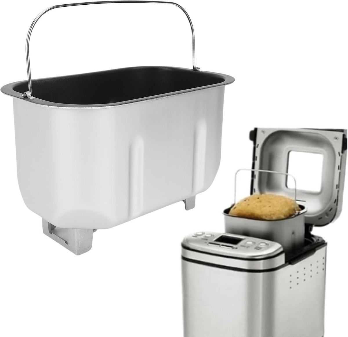 Broodmachine Bakemmer - Broodbakvorm Mengemmer - Brood Bakken - Antiaanbaklaag Roestvrij Staal - 26 x 21 x 18 cm - Zilverkleurig