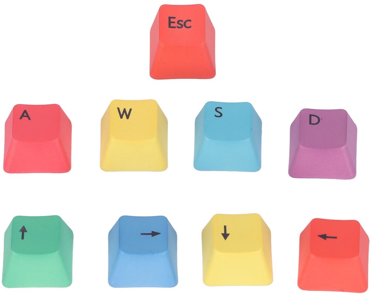 Dailygoods- Keycapset 9-delig - PBT Toetsdoppen - WASD/Pijltoetsen - Ergonomische Set - Geschikt voor 61/87/104/108 toetsenborden - Duurzaam materiaal