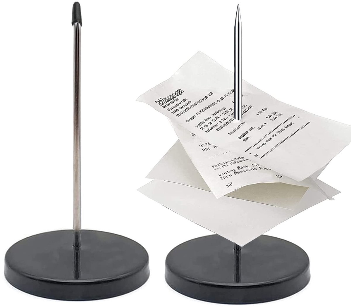 Dailygoods- Zettelhouder 2 stuks - Notitiespikes - Papierspikehouder - Ronde voet - Stabiele basis - Hoogwaardig metaal - Memohouder