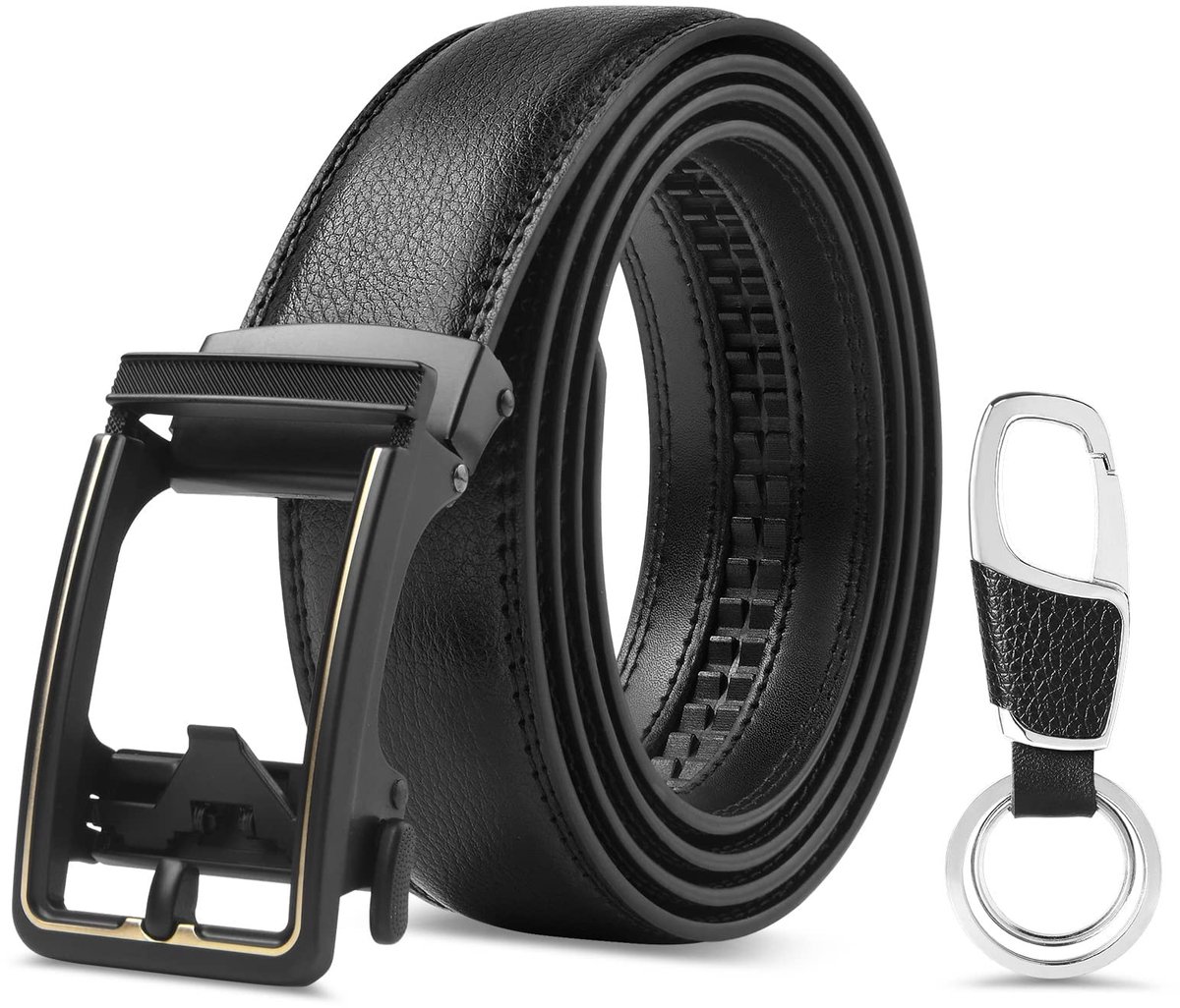Dailygoods - Lederen Riem voor Heren met Automatische Sluiting - 130 cm Zwart