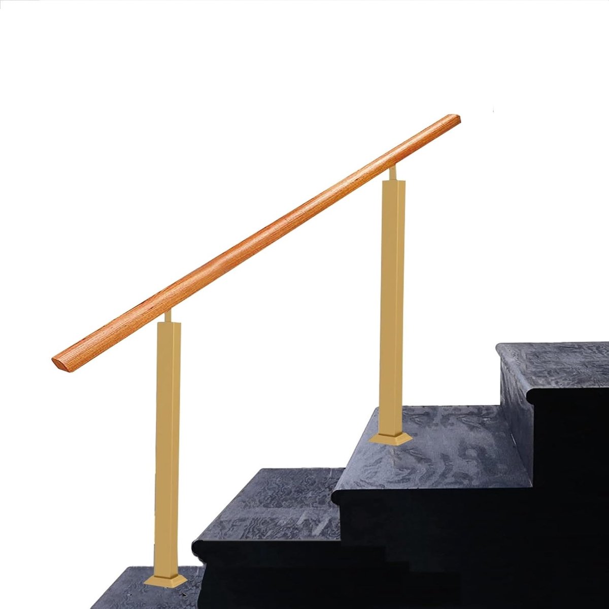 Trapleuning Buiten - Steun voor treden - Veilig Staan - Verstelbare Hoek - 90cm x 160cm - Goud