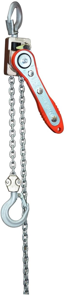 Handlier Kettingtakel - Hefmechanisme Spanner - Zware Lasten Hef - Aluminium Frame - 150 kg Capaciteit - Zilverkleurig