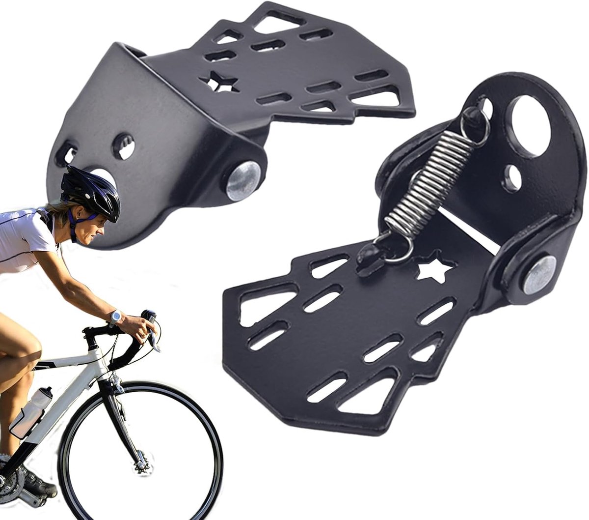 Fietsvoetsteunen - Antislip steunen - Kinderen meenemen - Schokbestendig staal - 10 x 8 x 5 cm - Eenheidsmaat
