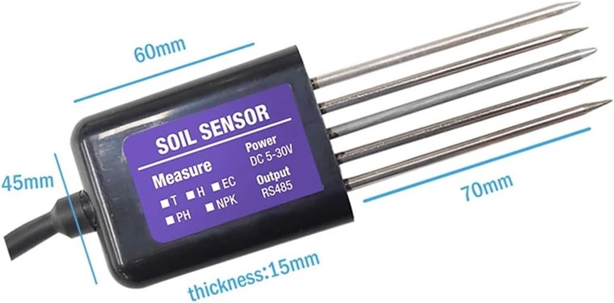 Bodem Sensor - Grondmeter - Planten Verzorgen - 7-in-1 Meting - 1x1x1 cm - Zwart