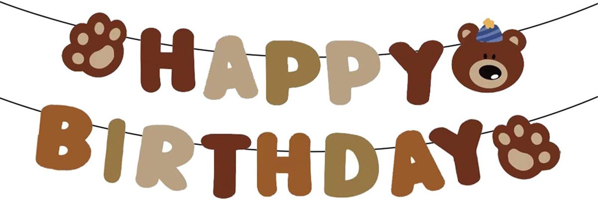 Dailygoods- Verjaardagsslinger Happy Birthday - Feestdecoratie - Banner - Babyshower - Bosdieren - Verjaardagsfeestdecoratie