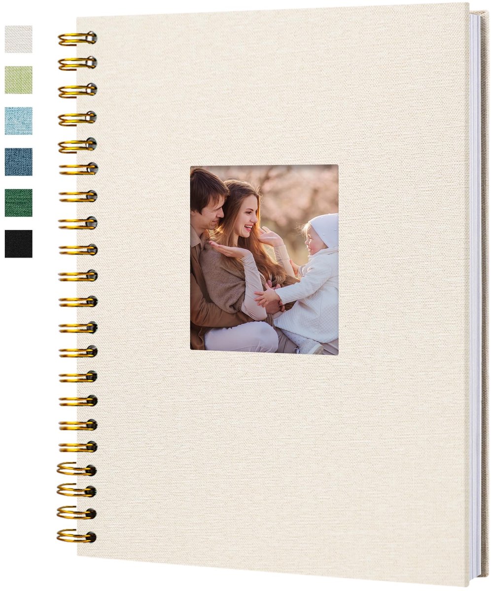 Dailygoods- Scrapbook Linnen Cover - DIY Venster - 28x20 CM - 40 Pagina's - Zuurvrije Binnenpagina's - Perfect voor Herinneringen - Plakboek