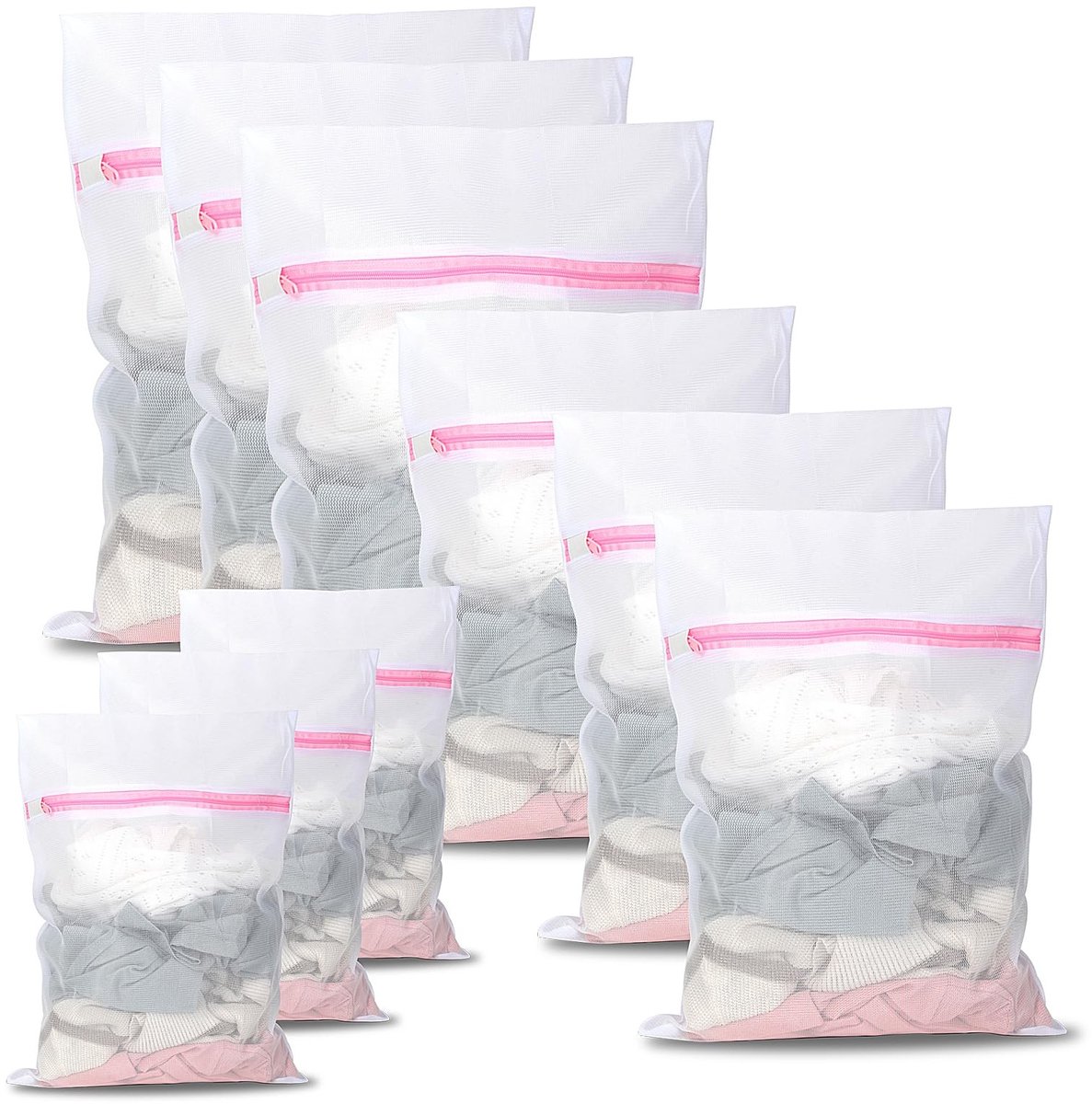 Dailygoods - Wasnet waszak, 9-delige set wasmachinetas, herbruikbaar, om vervorming en vouwen te voorkomen, geschikt voor het scheiden van bovenkleding, overhemden, ondergoed, schoenen