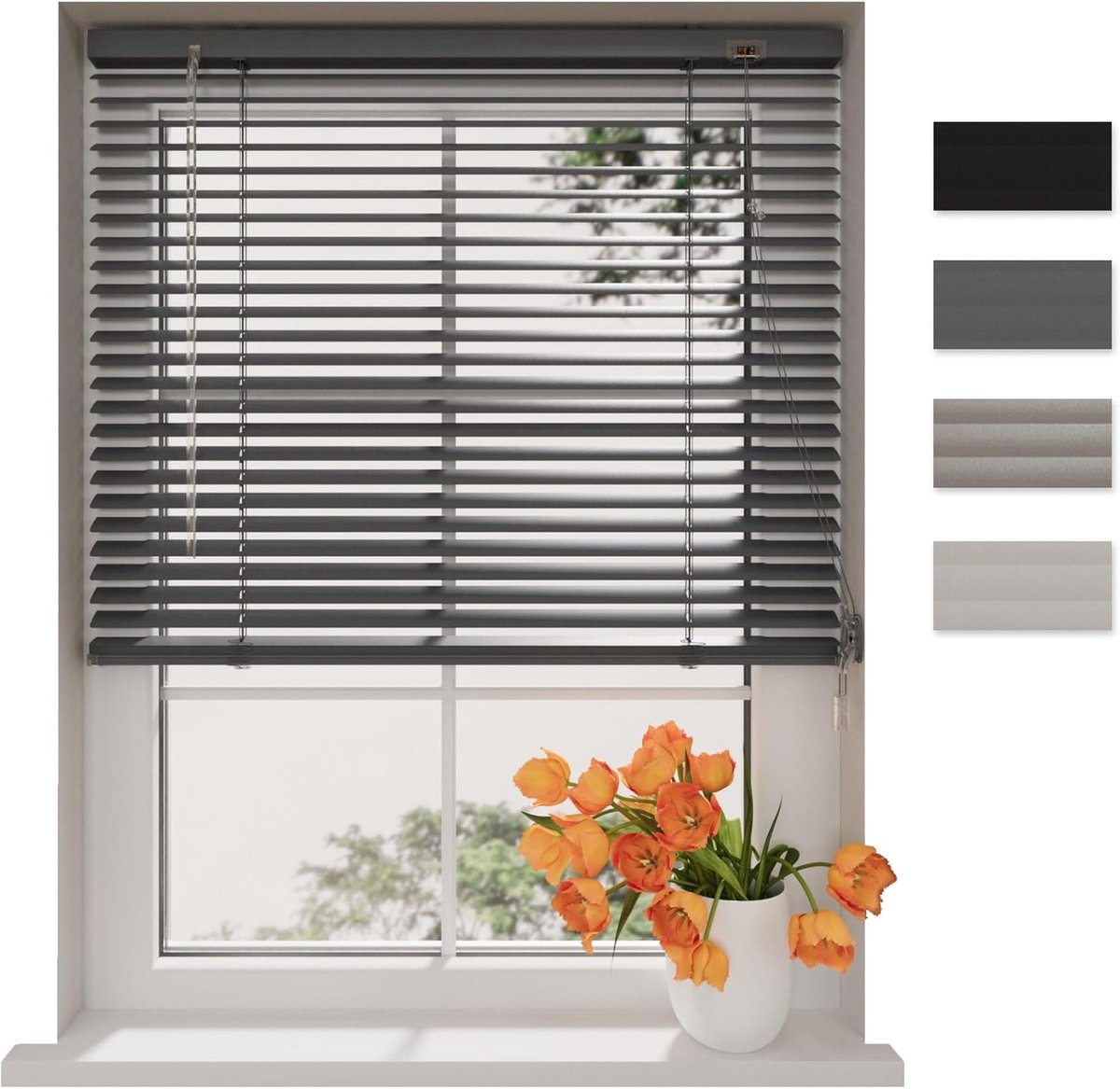 Aluminium jaloezie - Raambekleding - Privacy instellen - 25 mm brede lamellen - 120 x 175