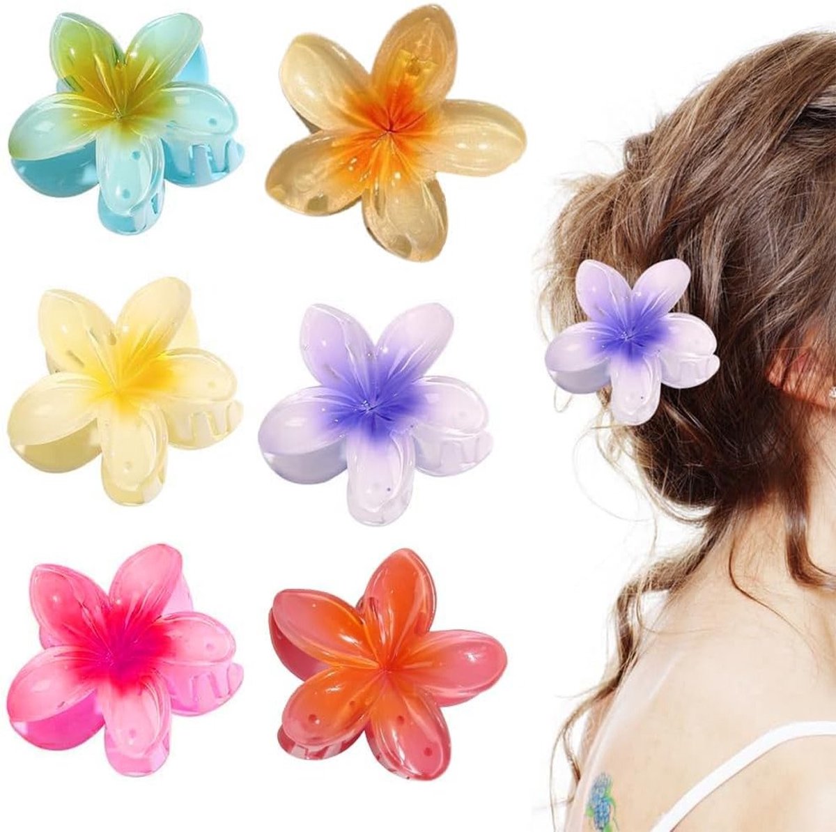 Grote Haarspelden met Bloem Motief - 6 Stuks - Antislip Haarclips voor Dikke en Dunne Haartypes