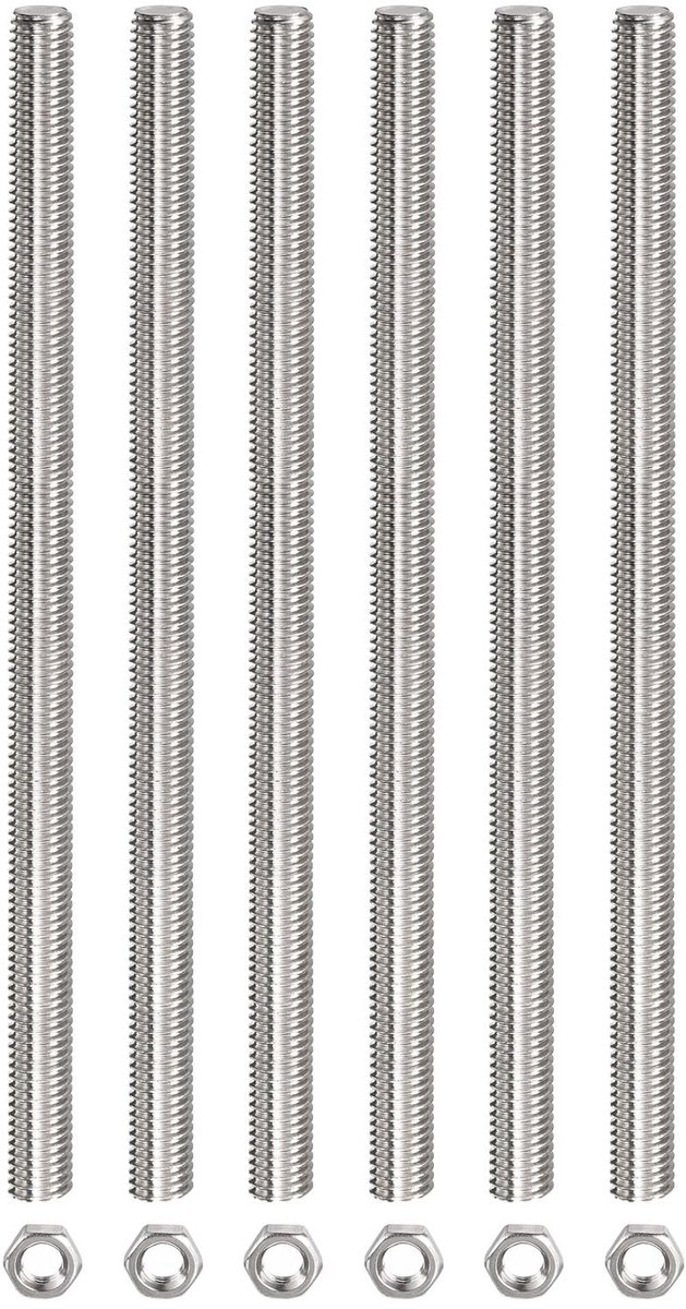 Dailygoods- Schroefdraadstang M8 x 200 mm - Roestvrijstalen