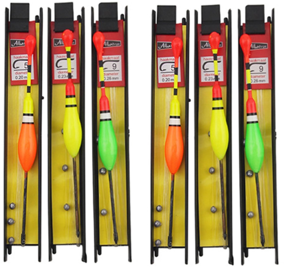 Dailygoods- Visdobbers 6 Stuks - Hengeldobbers - Vlotterset met Zinklood - Waterdicht - Kunststof - Geschikt voor Forel/Snoekbaars