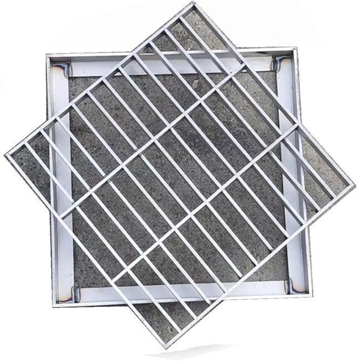 Afvoerrooster Vierkant - Putdeksel Roestvrijstaal - Waterafvoer Buiten - Anti-verstopping Ontwerp - 30 x 30 cm - Zilver