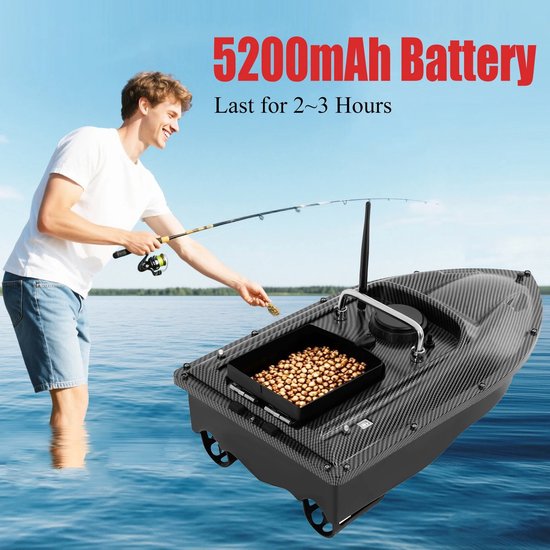 Kelseek voerboot - Afstand bestuurbaar - Karper - LED verlichting - 2-3 uur gebruiksduur - 500 Meter bereik - 1,5 Kg - Zwart — afbeelding 3