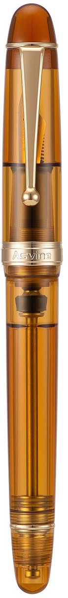 Dailygoods - Asvine V126 Vulpen met vacuümvulling, extra fijne penpunt, transparant bruin acryl, grote capaciteit, met geschenkdoos