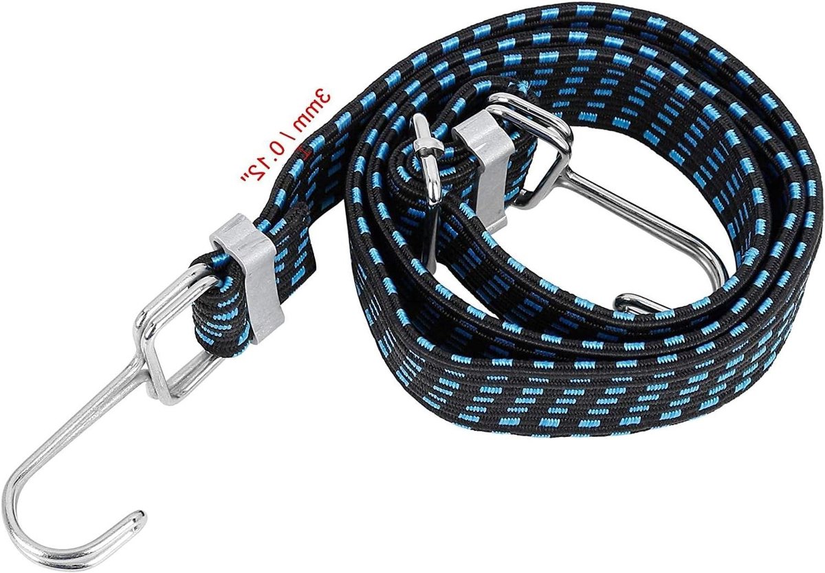Bagageband Motor - Spanband Met Haken - Vastzetten Lading - Verstelbare Lengte - 1 Meter - Blauw