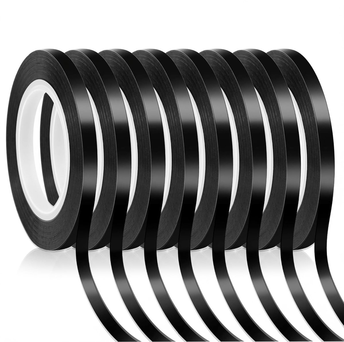 Dailygoods - 8 Rollen Zwarte Whiteboard Tape 3mm x 66m Zelfklevende Grafische Tape,Rastermarkeringstape voor Whiteboard Plakband Zwart,Fijne Lijn Whiteboardtape voor Thuis,School,Kantoor en Doe-Het-Zelfprojecten