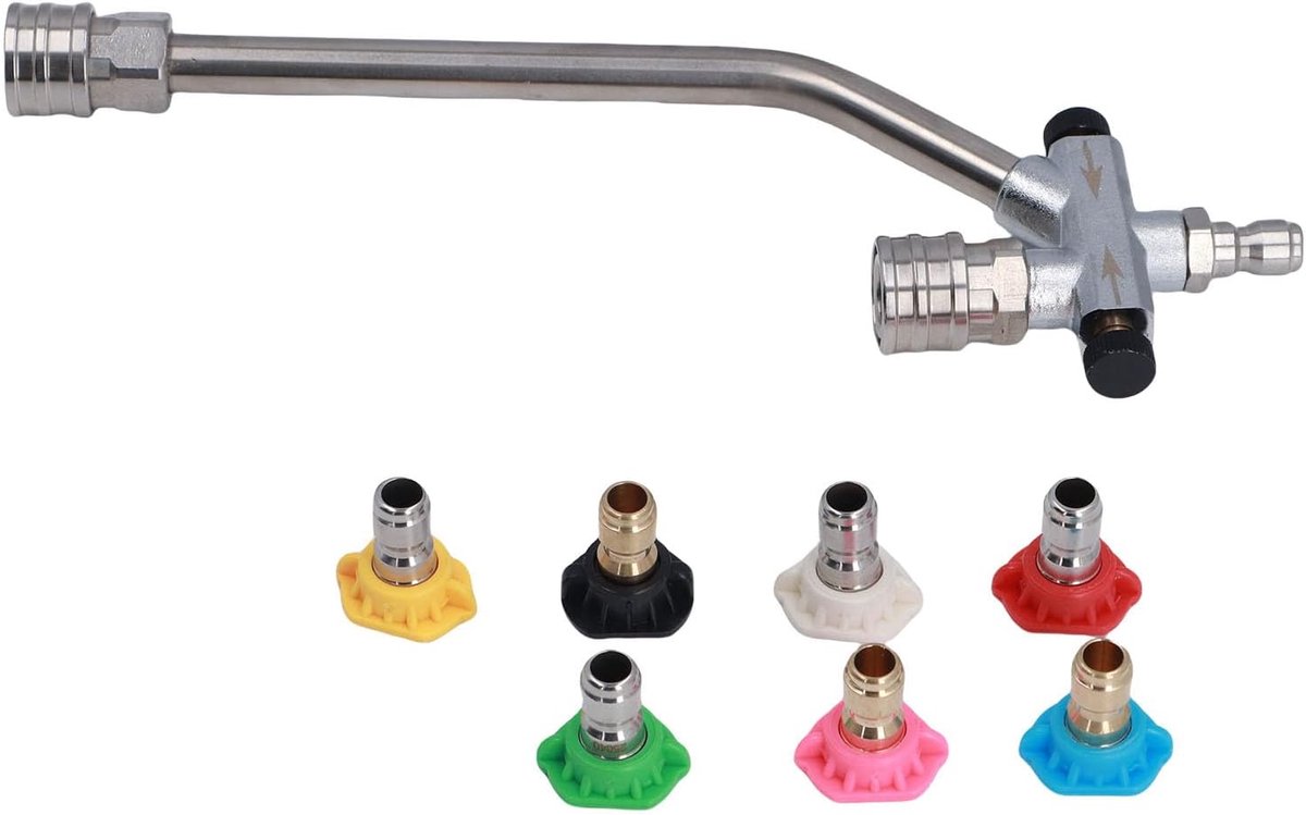 Hogedruk reiniger opzetstuk - Schuimkanon sproeiers - Efficiënt reinigen - Dubbele connector - 7 sproeikoppen - Zilver