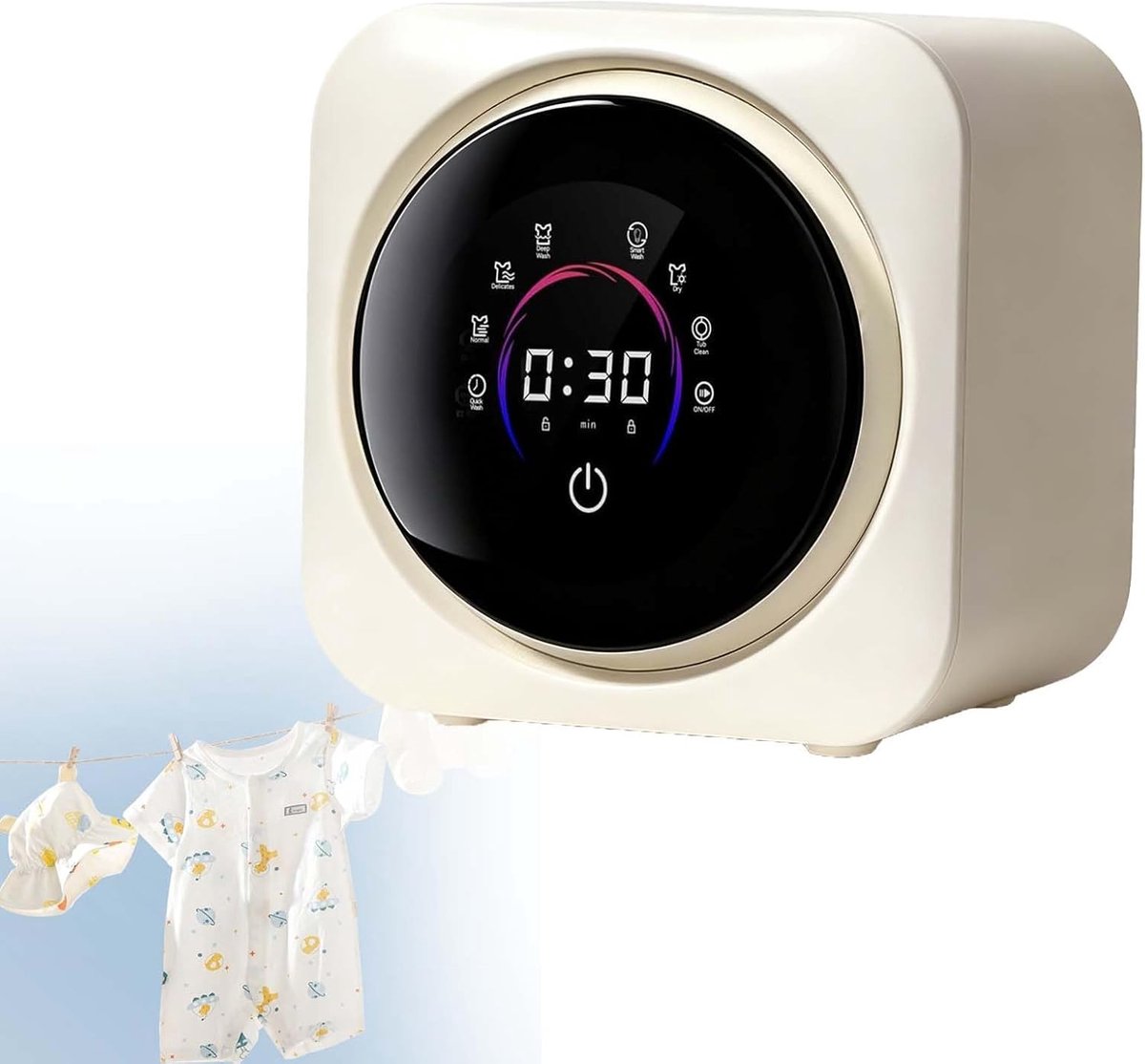 Compacte Wasdroger Mini Wasmachine Delicate Kleding Wassen Drogen 1 Uur 37 Kg Wit