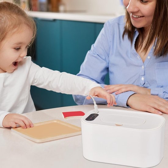 Luierdoekje Warmer - Verwarmde Doekjes Houder - Baby Comfort - Constante Temperatuur - 21.5 cm - Wit — afbeelding 4