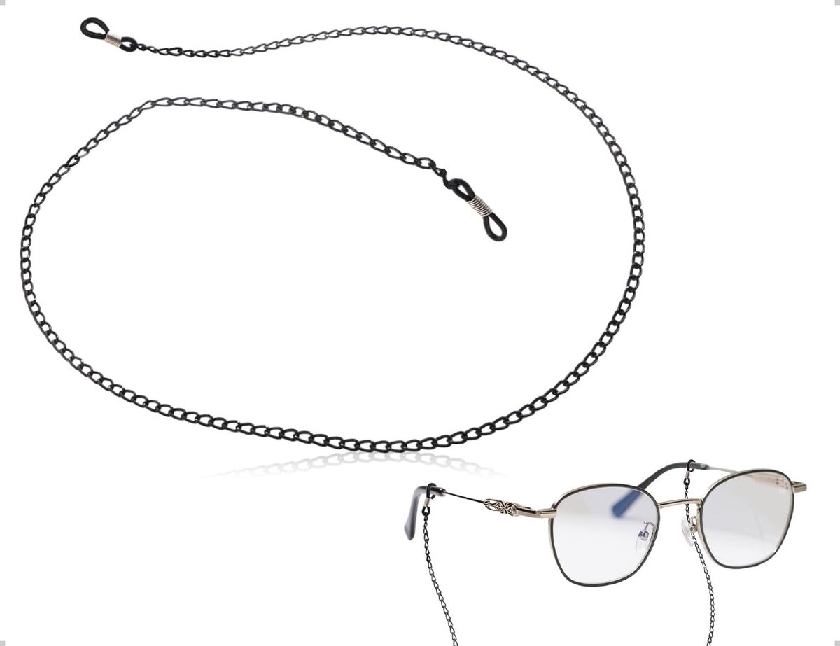 Dailygoods- Brilband Antislip - Brillenketting Dames/Heren - Gegalvaniseerd Metaal - Geschikt voor Sport/Outdoor - Elegant/Zwart - Robuust Ontwerp