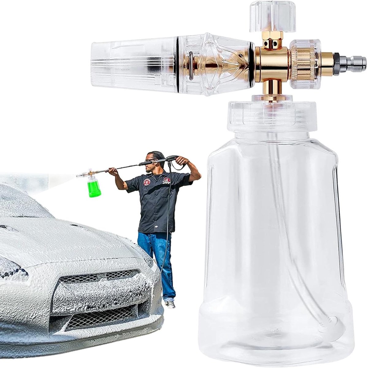 Schuimkanon - Schuimsproeier - Voertuigen Wassen - Instelbare Sproeistroom - 1 Liter Capaciteit - Transparant