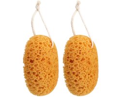 Cosensi- Lichaamsspons 2 stuks - Natuurspons - Douche spons - Peeling spons - Honingraatspons - Ultrazacht 15,5 cm - Badspons