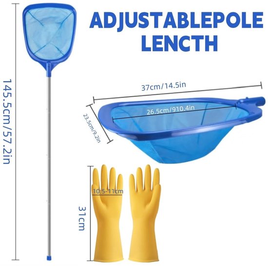 Dailygoods- Zwembadschepnet Fijnmazig - Telescoopstang - Stabiel - Hoogwaardig Kunststof - Duurzaam Nylon - Gemakkelijk Afneembaar - Zwembadskimmer van Dailygoods — afbeelding 2
