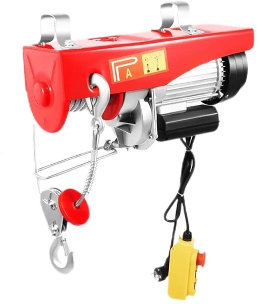 Elektrische takel - Hefgereedschap hijs - Zware lasten verplaatsen - Enkel of dubbel touw - 1000 kg capaciteit - Rood zilver