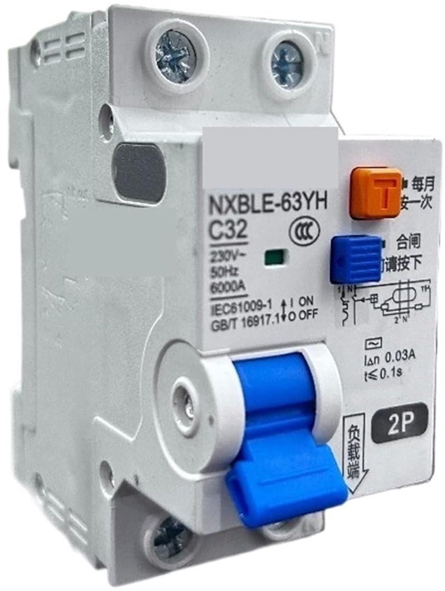 Aardlekschakelaar - Stroomonderbreker - Elektrische Beveiliging - Hoge Gevoeligheid - 16A - Wit