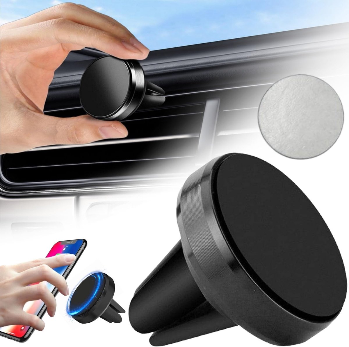 Dailygoods- Telefoonhouder Auto Magnetisch - Telefoonhouder Ventilatie - Mobiele Telefoonhouder - Hoogwaardige Magneten - Veilig en Stijlvol Ontwerp - Autohouder