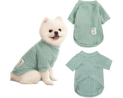 Dailygoods - Winmany Kleine middelgrote honden trui kat winter coltrui kleding chihuahua yorkie puppy effen kleur outfit (groen, M)
