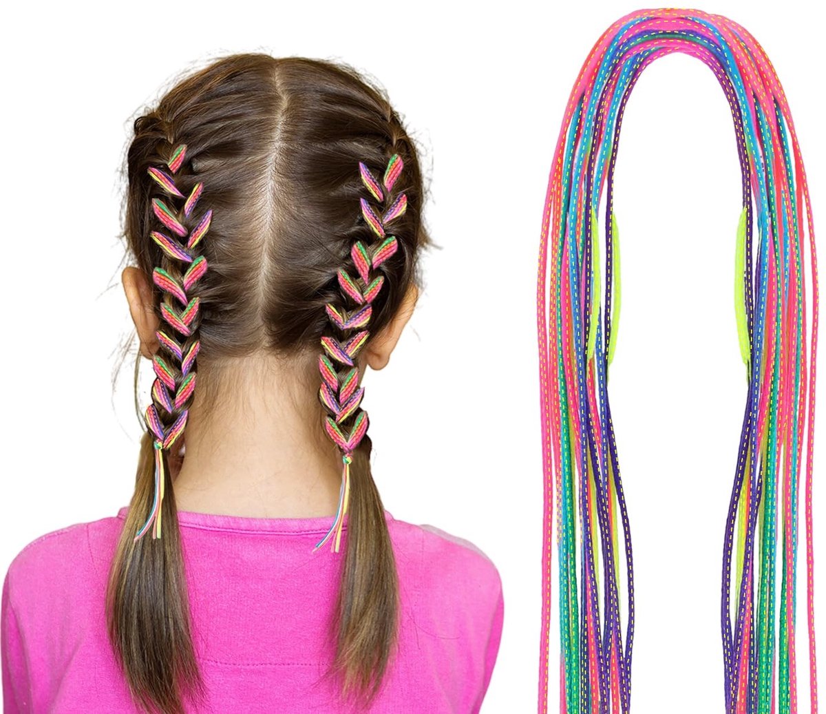 Dailygoods - 30 stuks kleurrijke haarvlechten, diverse kleurverloop haarwikkelsnaren haarkoordband voor zelfgemaakte paardenstaartvlechten perfecte haarstylingaccessoires voor creatieve kapsels