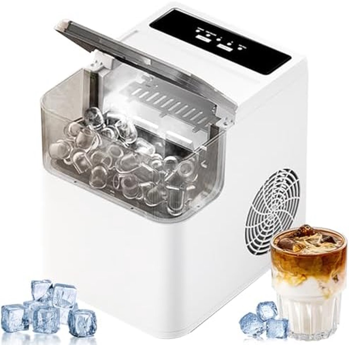 Draagbare IJsmachine - Compacte IJsblokjesmaker - Feestjes Thuis - Snelle Productie - 12kg Per Dag - Zilver