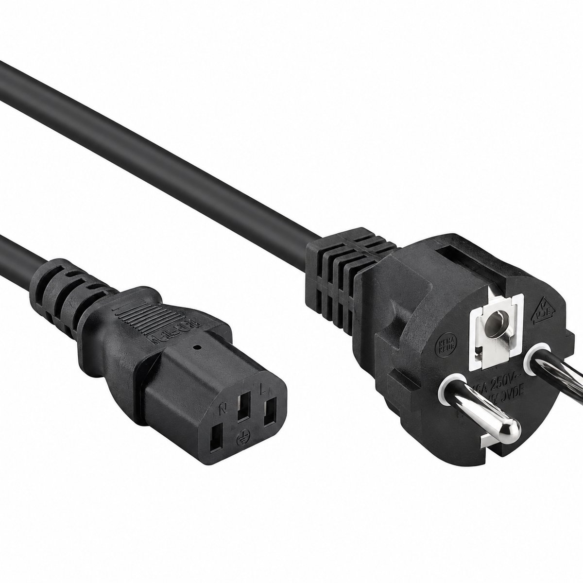 Universele C13 Voedingskabel - Power Kabel - Stroomkabel - 5 Meter - Netsnoer voor PC, Beeldscherm, Printer – IEC C13 – Zwart