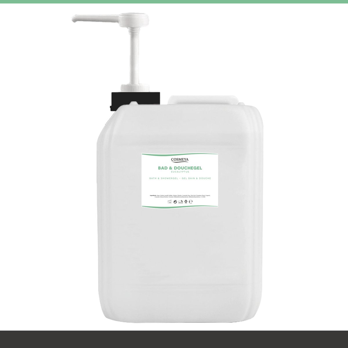 Bad & Douchegel - Eucalyptus - Lichtgroen/Transparant - 5 Liter - Met Pomp - Jerrycan - Navulling - Navullen - Mannen - Heren - Dames - Vrouw - Shower gel - Showergel - Douche gel - Shampoo - Jerrycans - Voordeelverpakking - Body wash - Gel douche