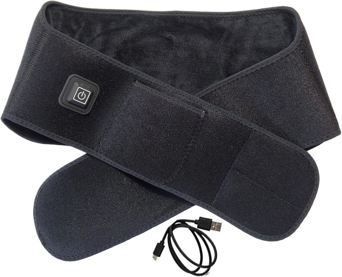 Verwarmde Gordel - Verwarmende Riem - Spierontspanning Thuis - Aanpasbare Warmte - 116 cm Lengte - Zwart