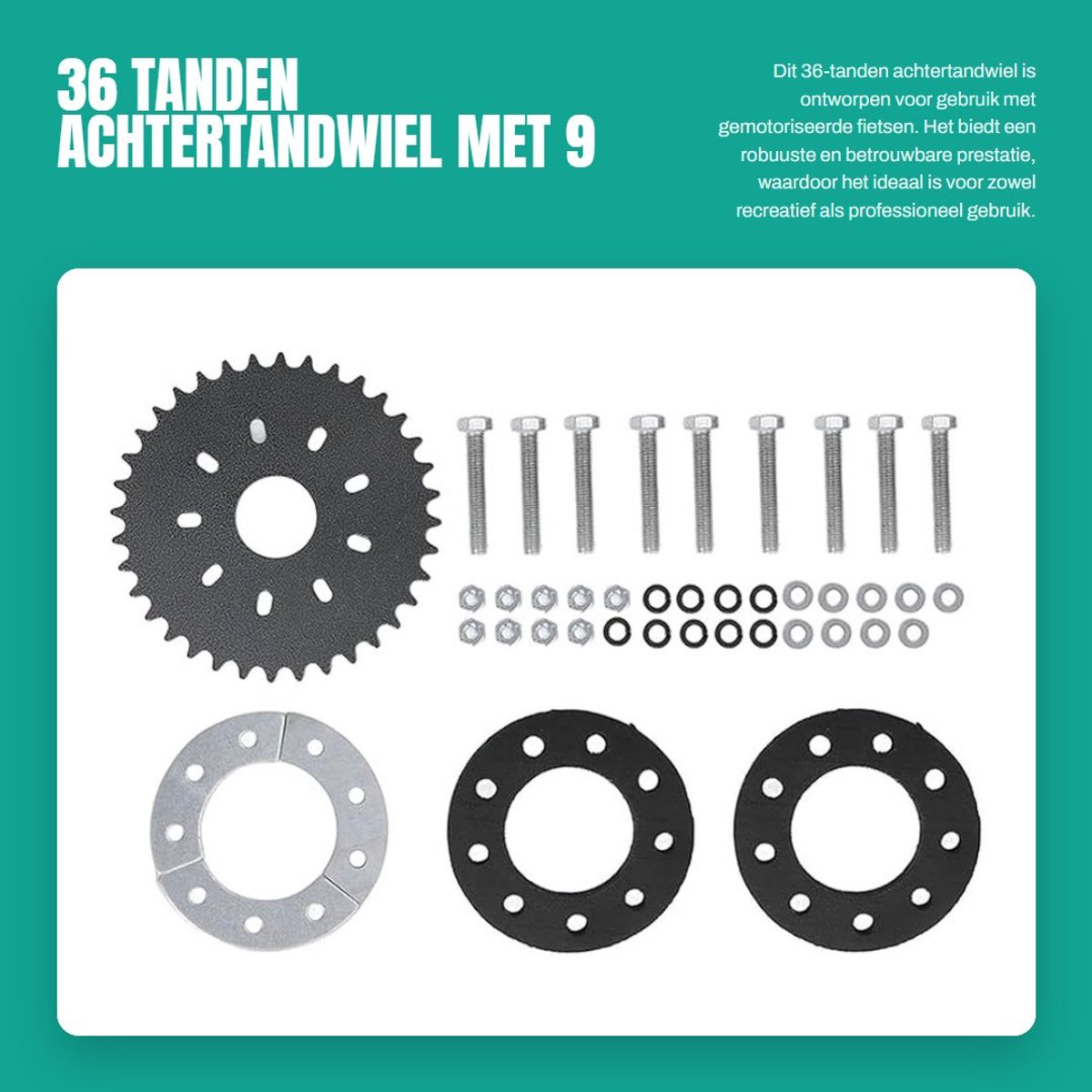 Dailygoods - 36 Tanden Achtertandwiel met 9 Gaten Adapter voor Gemotoriseerde Fiets