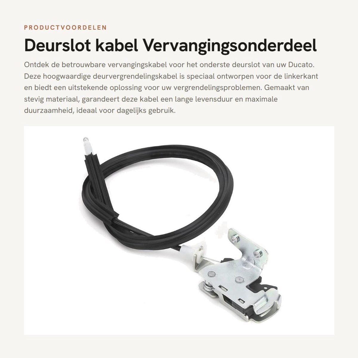 Dailygoods- Deurslot Vervanging - Achterdeur Vergrendeling - Deurvergrendelingskabel - Geschikt voor Ducato 2006 - Hoogwaardig Materiaal - Eenvoudig te Installeren - Deurkabel