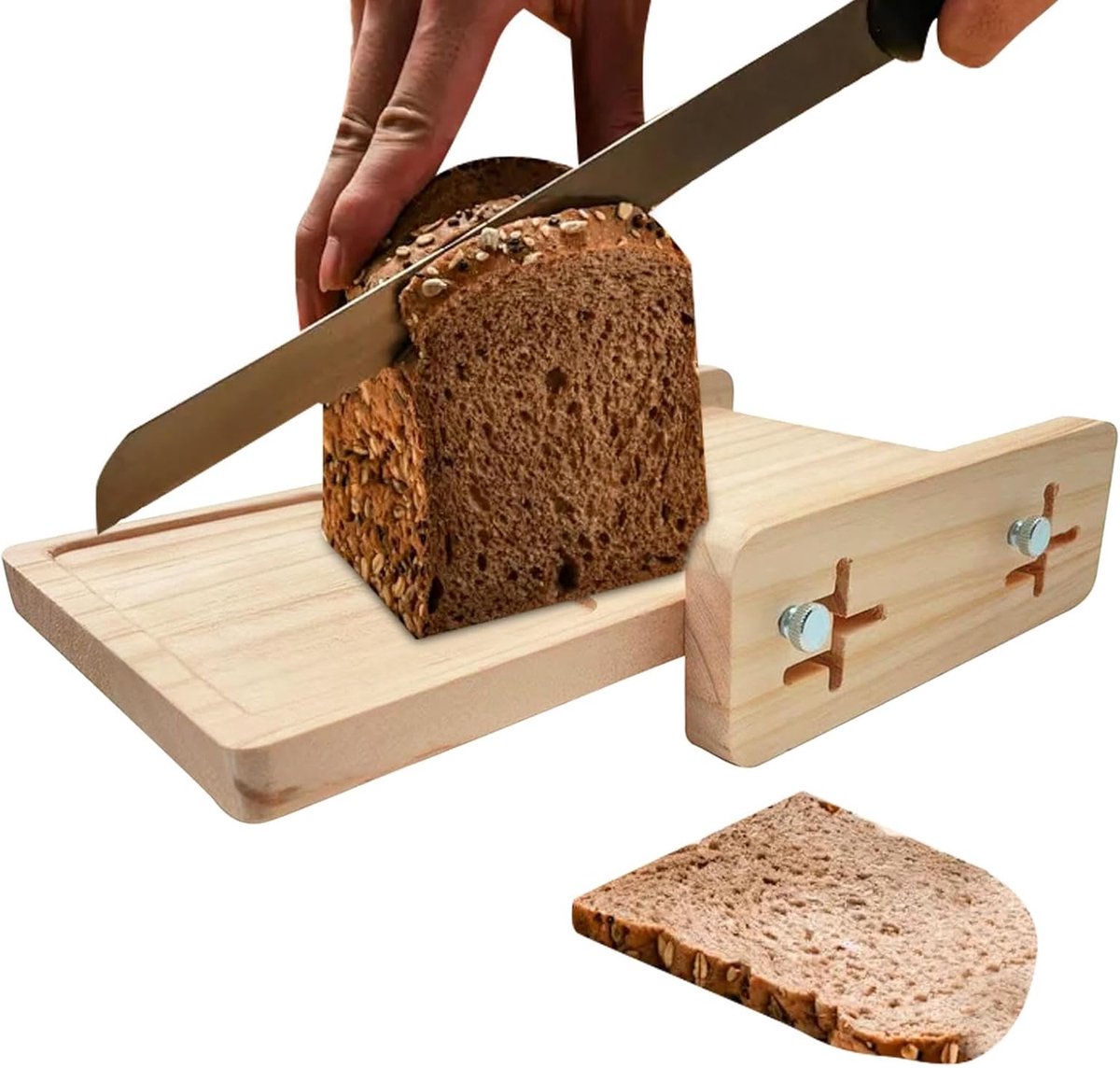 Broodsnijder Gids - Bak Hulp - Gelijkmatig Snijden - Verstelbare Dikte - 27x18x6 cm - Houtkleur