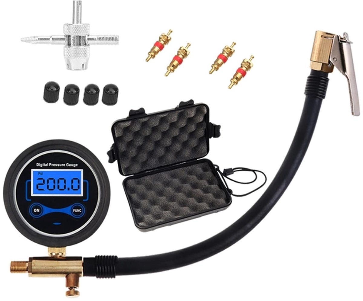 Digitale Bandenspanner - Drukmeter Banden - Bandenonderhoud Voertuigen - Nauwkeurige Meting - Tot 200 PSI - Zwart