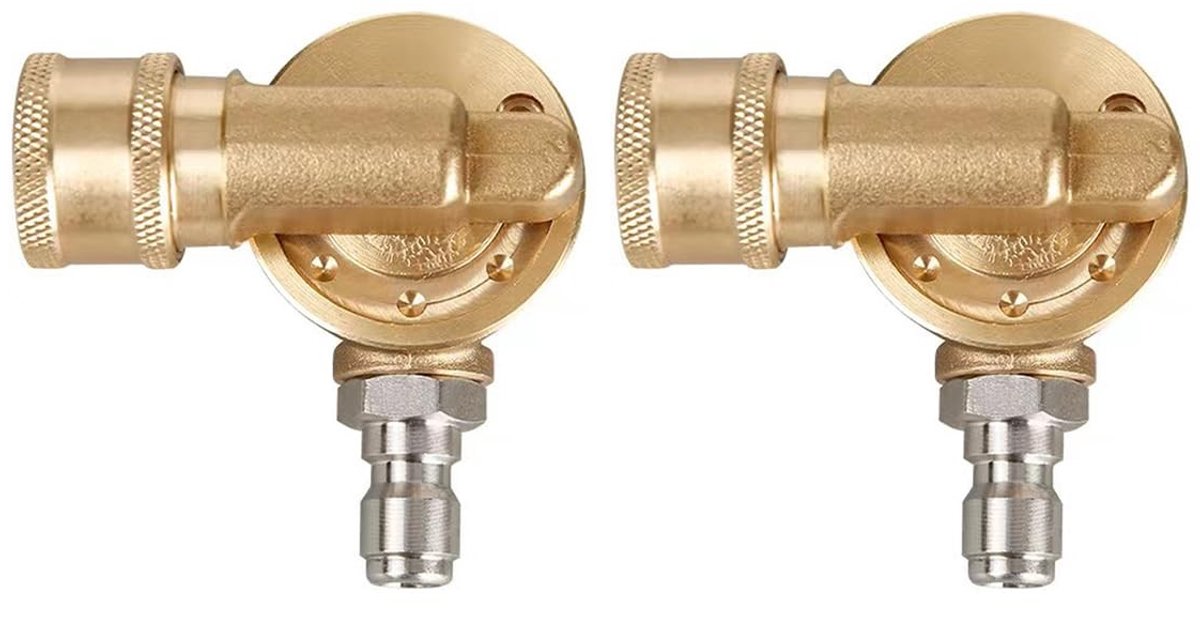 Dailygoods- Draaikoppeling 2-delig - Messing/Roestvrij Staal - Verstelbaar 45/90/120 Graden - Hogedrukreiniger Accessoires - Voor Moeilijk Bereikbare Plaatsen
