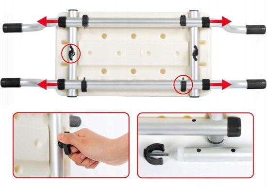 Badstoel - Verstelbare douchestoel - Geschikt voor senioren en volwassenen - Badkamerstoel voor zwangere vrouwen en kinderen - Douchekruk - Antislip - Badzitje - Maximaal draagvermogen 150 kg - Aluminiumlegering - Wit — afbeelding 2
