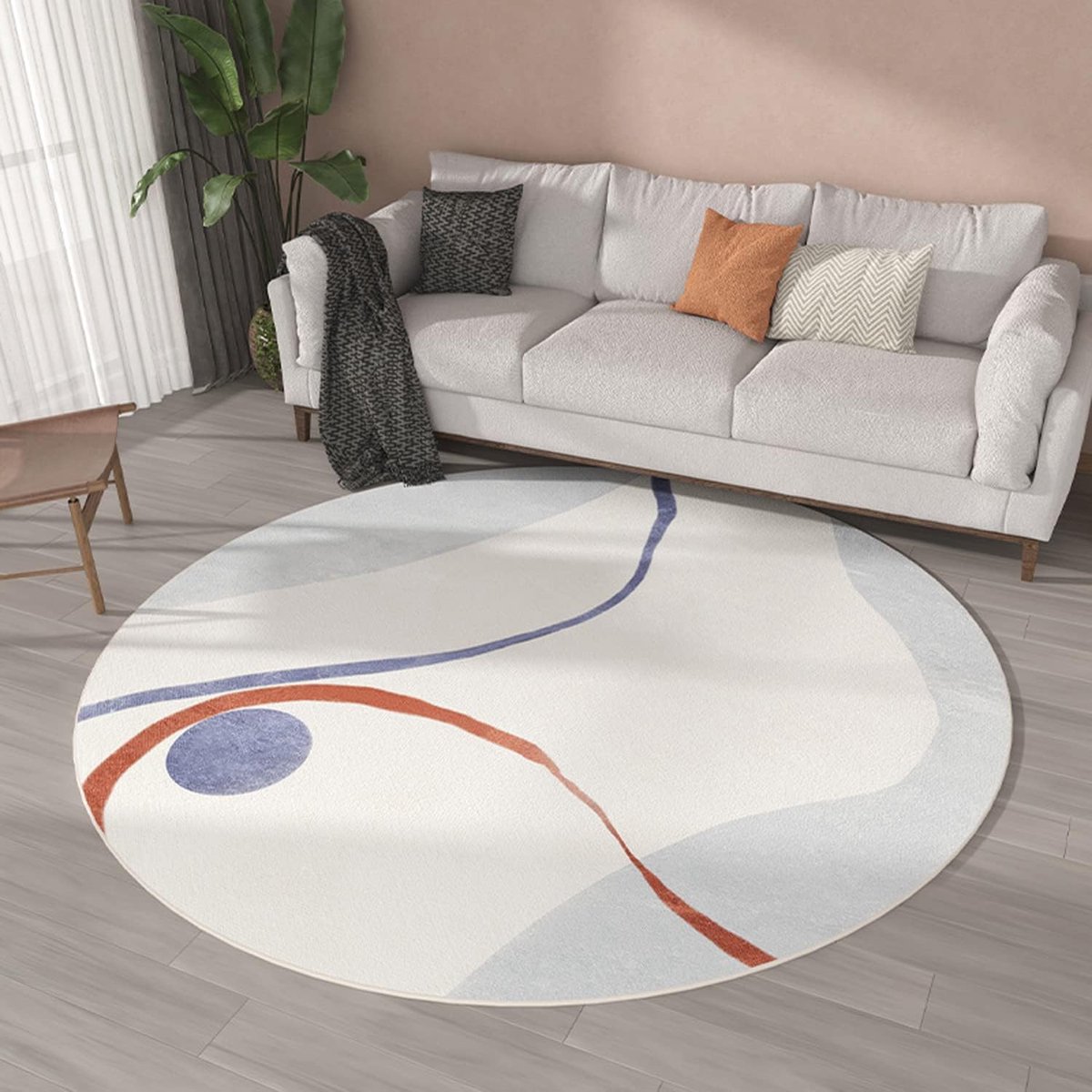 Zachte Vloerkleed - Ronde Mat - Woonkamer Decoratie - Antislip Onderkant - 80 cm Rond - Ge