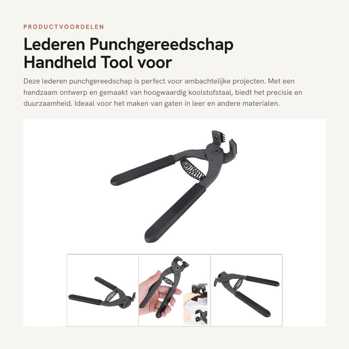 Dailygoods- Lederen Punchgereedschap Hoogwaardige Koolstofstaal - Handgereedschap - Gat Punch Tool - Ambachtelijke Handtang - 6,7 inch - Duurzaam Ontwerp - Leerpunt