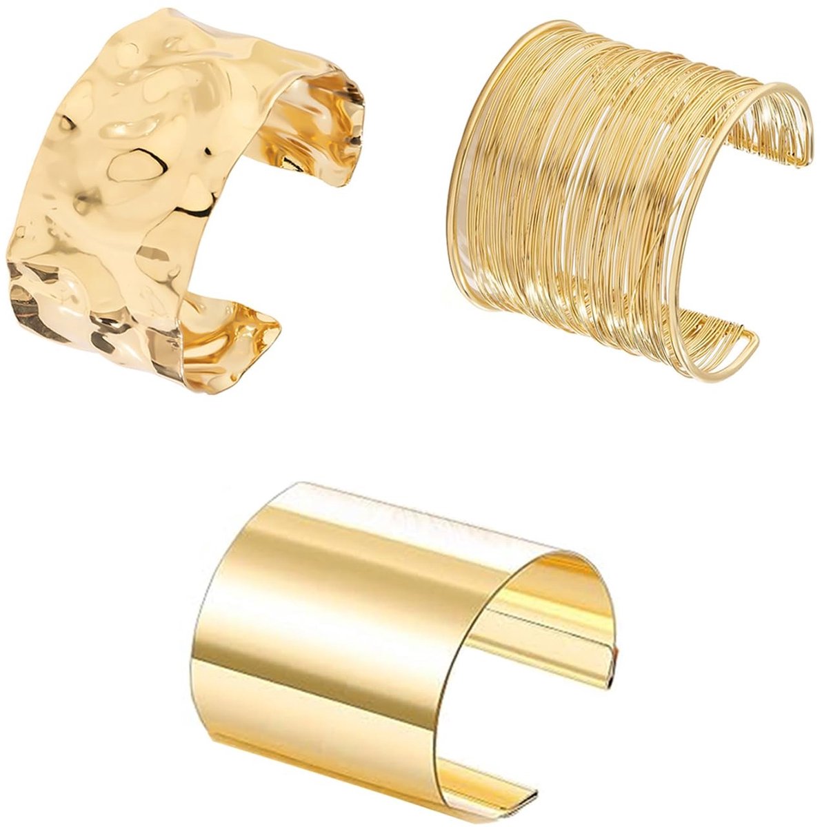 Dailygoods- Bovenarmbanden Goud - Hoogwaardig Materiaal - Antiallergisch - Duurzaam - Verstelbaar Ontwerp - Set van 3 Stuks - Armbanden