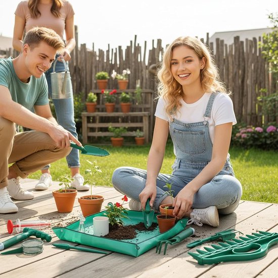 Tuin Gereedschap Set - Planten Hulpmiddelen - Groenten Zaden Planten - Roterende Zaaimachine Kamer - 10 Delig - Groen — afbeelding 3